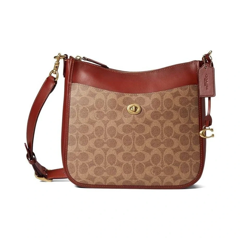 Coach Chaise Crossbody Bag In‎ Signature Canvas Tan Rust - C8487